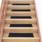 vidaXL Tapis d'escalier autocollants Rectangulaire 15 Pièces 76x20cm Noir