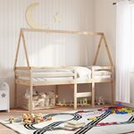 vidaXL Lit haut avec toit 90x190 cm bois de pin massif