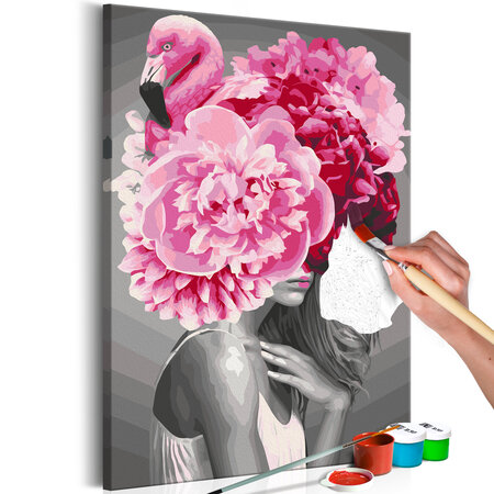 Tableau à peindre par soi-même - flamingo girl l x h en cm 40x60
