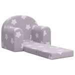 vidaXL Canapé-lit pour enfants gris clair avec étoiles peluche douce