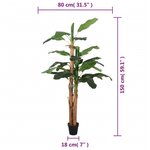 vidaXL Bananier artificiel 18 feuilles 150 cm vert