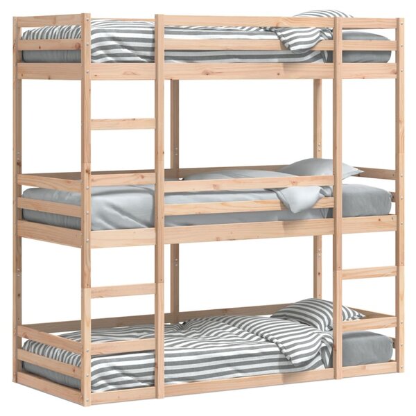 vidaXL Lit superposé triple 75x190 cm bois de pin massif