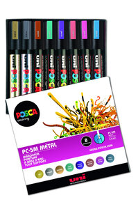 Marqueurs Posca - PC5M Pointe conique moyenne - Métallic 8 pièces