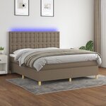 vidaXL Sommier à lattes de lit et matelas et LED Taupe 160x200cm Tissu