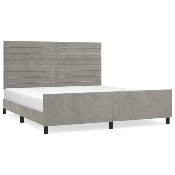 vidaXL Cadre de lit avec tête de lit Gris clair 180x200 cm Velours