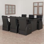 vidaXL Salon de jardin 7 Pièces avec coussins résine tressée noir