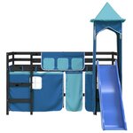 vidaXL Lit mezzanine enfants avec tour bleu 90x190 cm bois pin massif