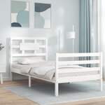 vidaXL Cadre de lit avec tête de lit blanc 90x200 cm bois massif