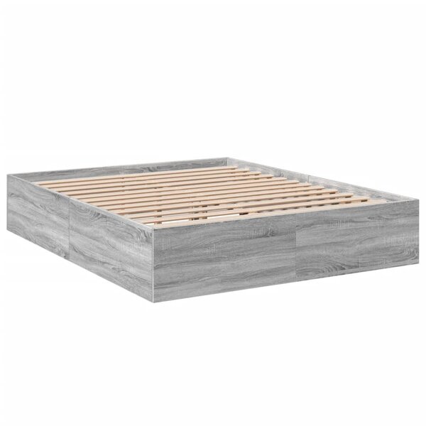 vidaXL Cadre de lit sonoma gris 150x200 cm bois d'ingénierie