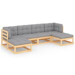 vidaXL Salon de jardin 6 Pièces avec coussins Bois de pin massif