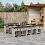 vidaXL Ensemble à manger de jardin 11Pièces avec coussins gris poly rotin