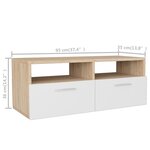 vidaXL Meuble TV Bois d’ingénierie 95x35x36 cm Chêne et blanc