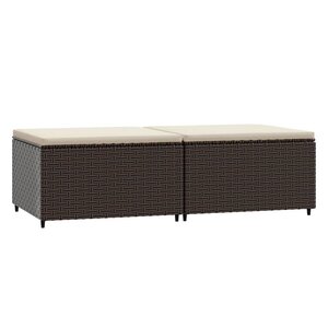 vidaXL Repose-pieds de jardin coussins lot de 2 marron résine tressée