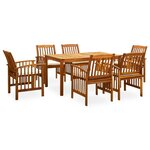 vidaXL Ensemble à manger de jardin 7 Pièces avec coussins Acacia solide