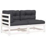 vidaXL Canapé de jardin et coussins 2 places blanc bois de pin massif