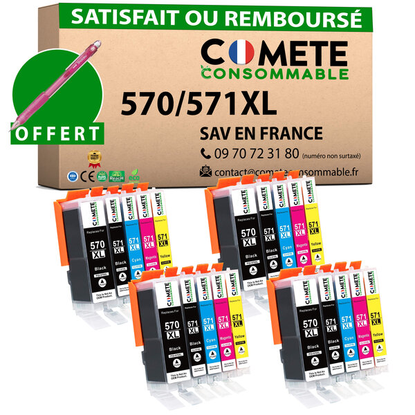COMETE Entreprise Française-570XL 571XL 20 Cartouches Compatibles Canon