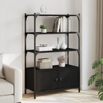 vidaXL Bibliothèque à 3 niveaux noir 70x30x109 5 cm bois d'ingénierie