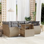 vidaXL Salon de jardin avec coussins 7 Pièces beige résine tressée