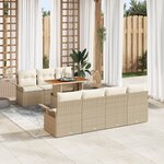 vidaXL Ensemble Canapé de Jardin 8 pièces avec Coussins Beige Rattan synthétique