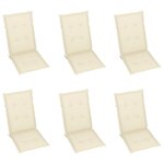 vidaXL Chaises de jardin lot de 6 avec coussins crème Bois teck massif
