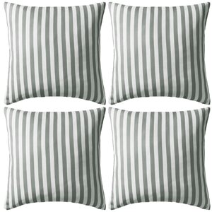 vidaXL Oreiller d'extérieur lot de 4 Impression rayure 45 x 45 cm Gris