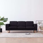vidaXL Canapé à 3 places Tissu Noir