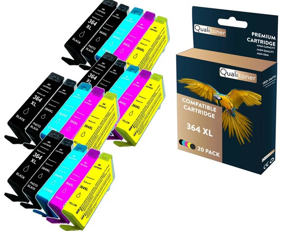 Qualitoner - 20 cartouche compatible pour hp 364xl 364 xl noir (x4) + cyan (x4) + magenta (x4) + jaune (x4) + photo noir (x4) ()