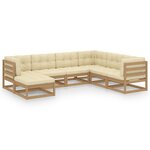 vidaXL Salon de jardin 7 Pièces avec coussins Bois de pin massif