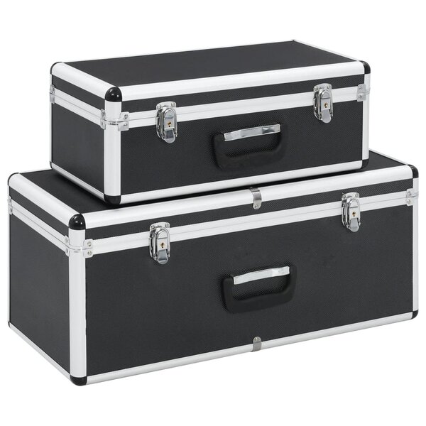 vidaXL Boîtes de rangement 2 Pièces Noir Aluminium