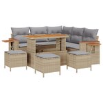 Ensemble de canapé de jardin en 9 pièces avec coussins beige poly rattan acacia