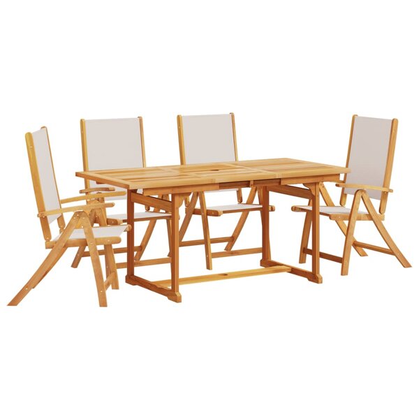 vidaXL Ensemble à manger de jardin 5Pièces bois d'acacia solide textilène