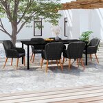 vidaXL Mobilier de salle à manger de jardin avec coussins 7 Pièces Noir