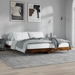 vidaXL Cadre de lit chêne fumé 200x200 cm bois d'ingénierie