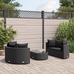 vidaXL Salon de jardin 5 Pièces avec coussins noir résine tressée