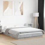 vidaXL Cadre de lit avec lumières LED gris béton 140x190 cm