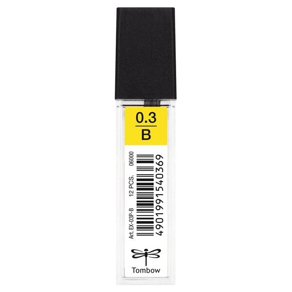 Etui de 12 mines pour porte-mine pointe calibrée 0 3 mm dureté b tombow