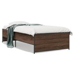 vidaXL Cadre de lit chêne marron 75x190 cm bois d'ingénierie et métal