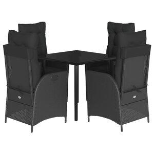 vidaXL Ensemble à manger de jardin coussins 5Pièces Noir Résine tressée