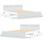 vidaXL Cadre de lit avec tête de lit blanc 160x200cm bois d'ingénierie