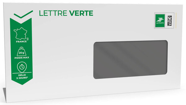 Prêt-à-Poster - Lettre Verte - 20g - Format DL - Enveloppes à fenêtre en lot de 100