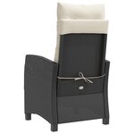 vidaXL Chaise inclinable de jardin avec coussins noir résine tressée