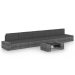 vidaXL Salon de jardin 6 Pièces avec coussins Gris Résine tressée