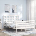 vidaXL Cadre de lit avec tête de lit blanc 120x200 cm bois massif