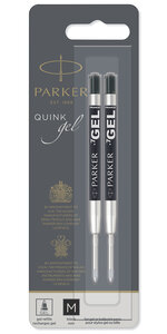PARKER recharge bille gel  pointe moyenne  noire  blister X 2