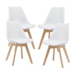 Lot de 4 chaises de salle à manger similicuir hêtre blanc 03_0006761