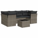vidaXL Salon de jardin avec coussins 7 Pièces gris résine tressée
