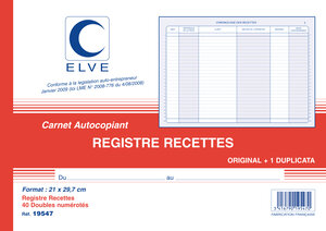 Manifold Micro ENTREPRENEURS RECETTES 210 x 297 mm 40 Feuillets Dupli ELVE