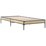 vidaXL Cadre de lit chêne sonoma 90x190 cm bois d'ingénierie et métal