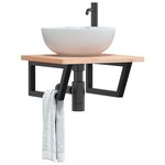 vidaXL Supports d'étagères pour lavabo 2 Pièces noir trapèze acier