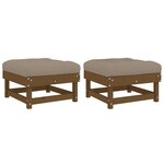 vidaXL Repose-pieds de jardin coussins lot de 2 marron miel bois pin